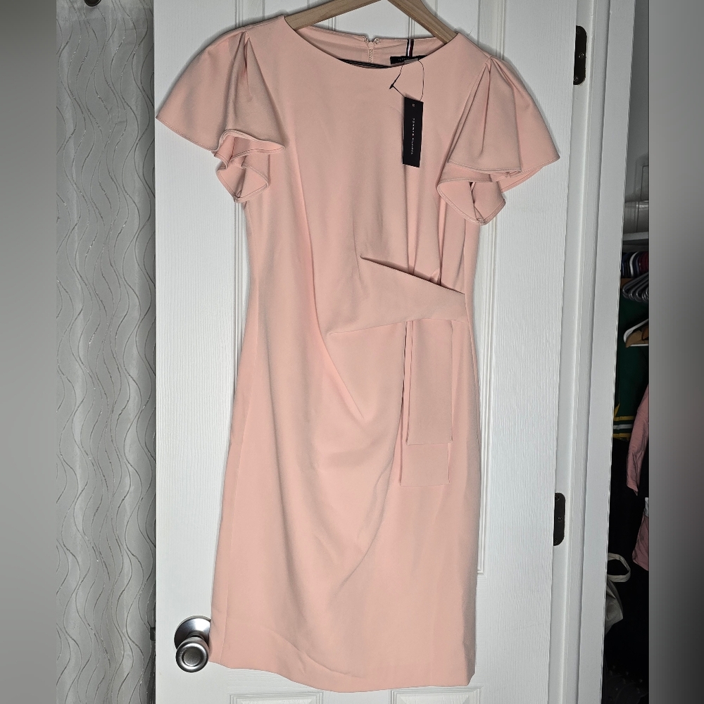 Nwt! Tommy Hilfiger Size 2 Business Casual, Ruffled-sleeved Dress.